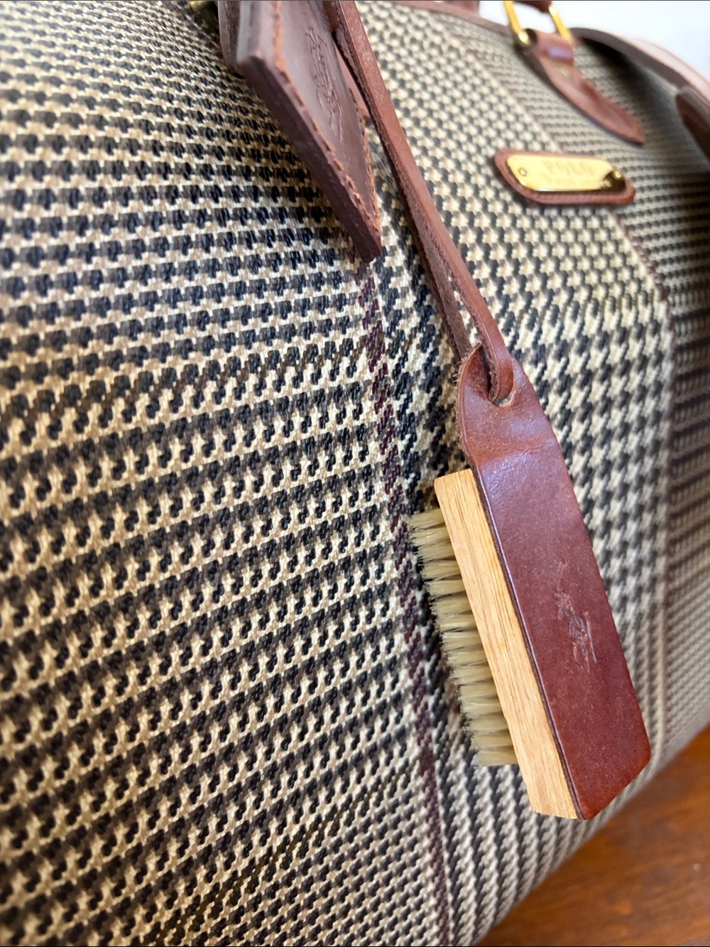 RARE Ralph Lauren Vintage πΏπππ & πΎππ¦ Houndstooth Boston Travel Doctors Lg Bag - Picture 3 of 16